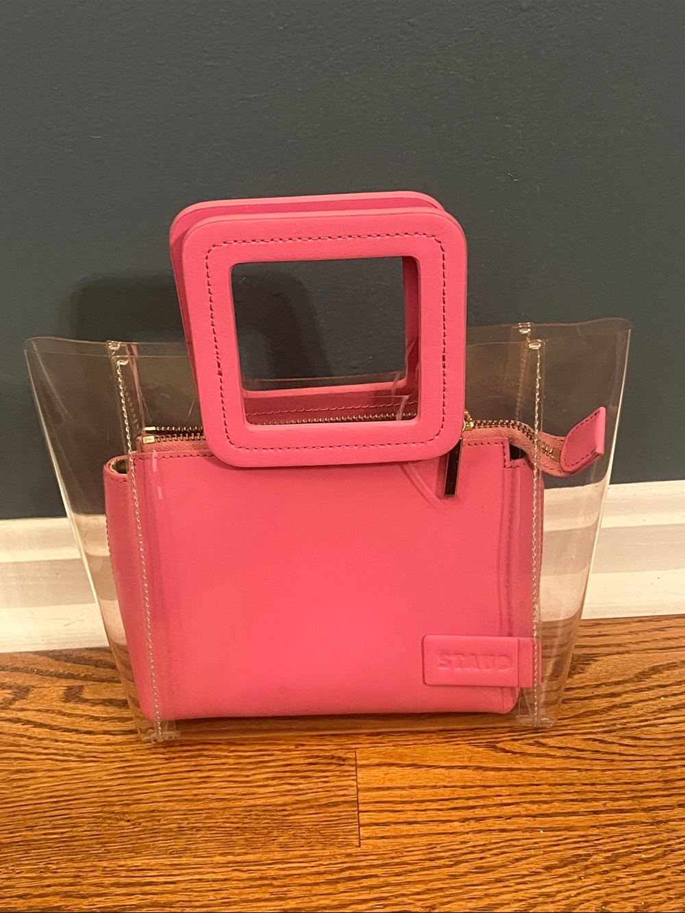 STAUD Mini Shirley Bag ~ Clear & Pink